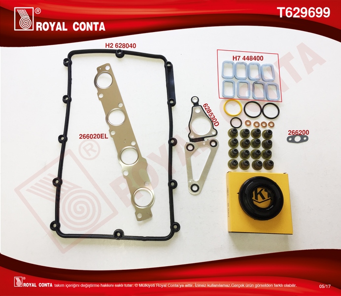 ROYAL ÜST TAKIM CONTA SKT KEÇ. SUBP.LASTİK SKC SİZ TRANSIT V348 11>14 V363 14 > RANGER 12 > 2.2TDCI 155PS EURO5 A.CEKER OEM: BK3Q6008AAT-T229389 - ROYAL T629699 kodlu oto yedek parça görseli