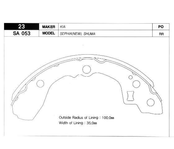 SANGSIN PABUÇ BALATA ARKA KAMPANA KIA SEPHIA 98 SHUMA 98-04 GS8692 OK23N2638Z OEM: OK23N2638Z - SANGSIN SA053 kodlu oto yedek parça görseli