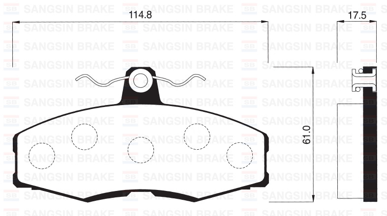 SANGSIN ÖN FREN BALATA SKODA FAVORIT 1.3L 88-97 / FORD SIERRA 1.3L 1.6L 2.0L 86-93 OEM: 6166950-6174784-115430280 - SANGSIN SP1028 kodlu oto yedek parça görseli
