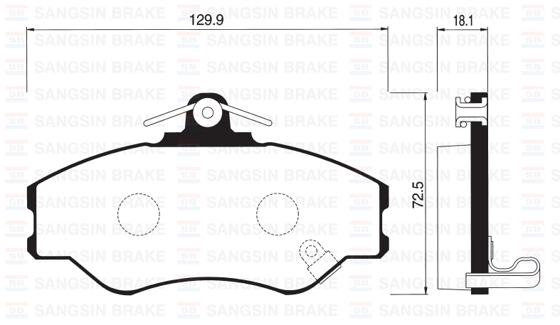 SANGSIN ÖN FREN BALATA HYUNDAI H100 2.5L D4BA 4D55 4D56 PANELVAN 94-05 OEM: 581014BA00-5810143A00-5810144A00 - SANGSIN SP1072 kodlu oto yedek parça görseli