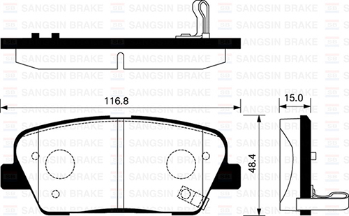 SANGSIN ARKA BALATA DİSK HYUNDAI SANTAFE-GENESIS 06 /KIA SORENTO 09 OEM: 583023MA00-583023MA01-48413380A0 - SANGSIN SP1247 kodlu oto yedek parça görseli
