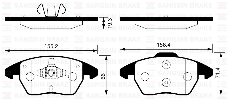 SANGSIN ÖN BALATA P307 03 207 1.6 07 308 07 3008 09 C4 04 GDB1605 OEM: 4252.60-4253.43-WVA23589 - SANGSIN SP2098 kodlu oto yedek parça görseli