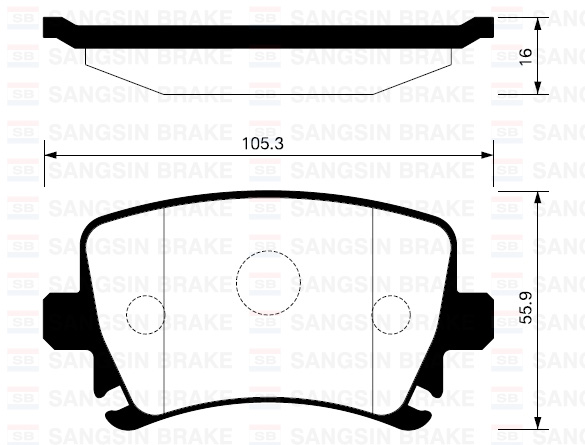 SANGSIN ARKA FREN BALATA VW PASSAT. CC. CADDY. GOLF5. GOLF6. JETTA / AUDI A3. A6 / SEAT LEON / SKODA OCTAVIA . SUPERB 04- 3C0698451D-1K0698451G-4F0698451D OEM: 3C0698451D-1K0698451G-4F0698451D - SANGSIN SP2099 kodlu oto yedek parça görseli