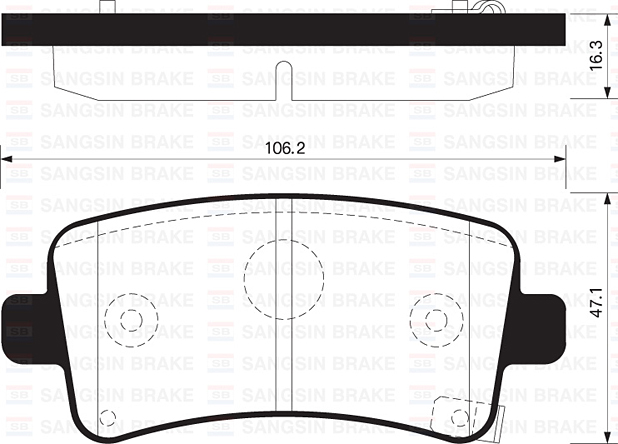 SANGSIN ARKA FREN BALATA OPEL INSIGNIA 1.6L 1.6L T 1.8L 2.0L CDTI 08- / SAAB 9.5 10- / MALIBU 2.0LD 2.4L 12- 1605366-542027-13237766-1605104 OEM: 1605366-542027-13237766-1605104 - SANGSIN SP2135 kodlu oto yedek parça görseli