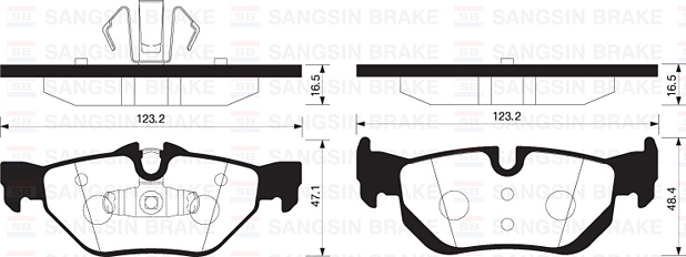 SANGSIN FREN BALATASI ARKA KULAKLI BMW E87 E90 X1 E84 OEM: 34216774692-34121288891 - SANGSIN SP2158 kodlu oto yedek parça görseli