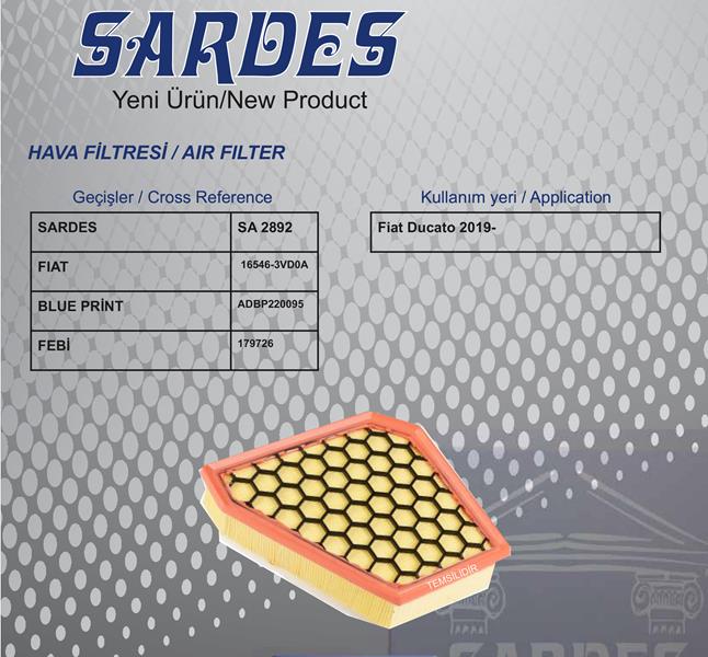 SARDES HAVA FİLTRESİ FIAT DUCATO III-DUCATO III 4X4-DUCATO III PANORAMA-DUCATO III PANORAMA 4X4 1395975080 OEM: 1395975080 - SARDES SA2892 kodlu oto yedek parça görseli