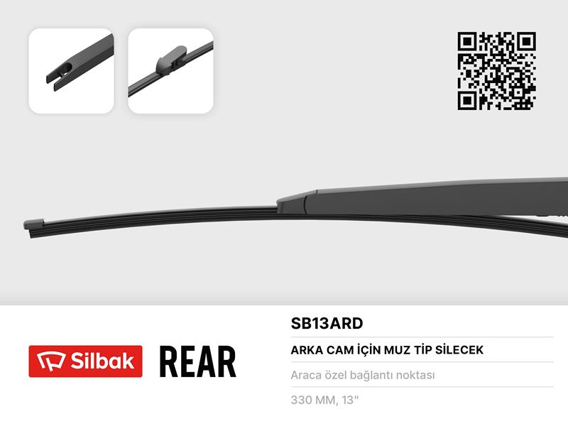 SILBAK SİLECEK SÜPÜRGESİ ARKA MUZ TİPİ 330MM KIA CEE D. PRO CEE D 05/12 - SILBAK SB13ARD kodlu oto yedek parça görseli