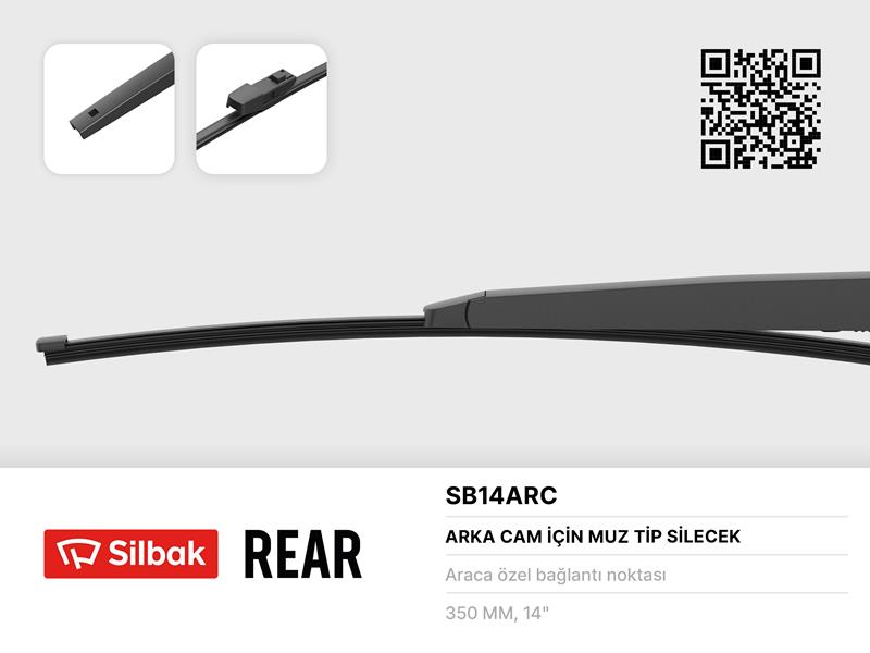 SILBAK SİLECEK SÜPÜRGESİ ARKA MUZ TİPİ 350mm LEON III 09/12  - SILBAK SB14ARC kodlu oto yedek parça görseli