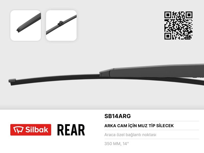 SILBAK SİLECEK SÜPÜRGESİ ARKA MUZ TİPİ 350mm A1 05/10 PORSCHE CAYENNE 09/10 TOUAREG 01/10 - SILBAK SB14ARG kodlu oto yedek parça görseli