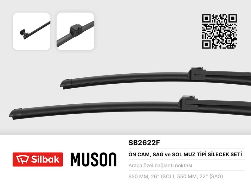 SILBAK SİLECEK SÜPÜRGESİ 650/550MM MUZ TİPİ SCENIC II 05/03  - SILBAK SB2622F kodlu oto yedek parça görseli