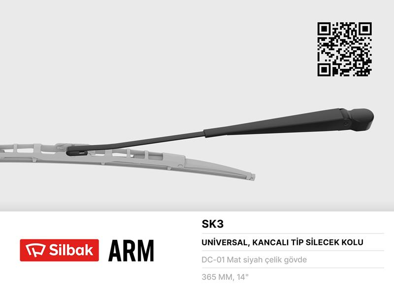 SILBAK SİLECEK KOLU 380MM R12TX.GTS.TSW-TOROS ESKİ MODEL KANCALI  - SILBAK SK3 kodlu oto yedek parça görseli
