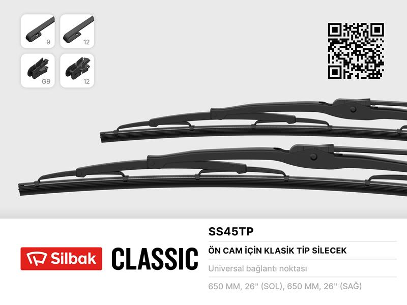 SILBAK SİLECEK SÜPÜRGESİ 650MM VOLVO FH12-IVECO EURO CARGO-TECH-STRALIS-TRAKKER-MERCEDES ATEGO-AXOR-BENZ 17 22-3336-1729-4850  - SILBAK SS45TP kodlu oto yedek parça görseli