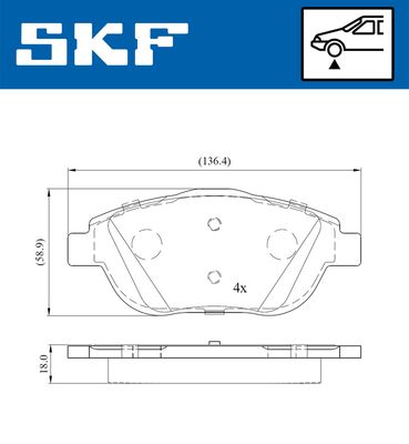 SKF ÖN FREN BALATASI CORSA F 19 CROSSLAND 17 MOKKA 20 C3 II-III-AIRCROSS 09 C4 14 208 19 2008 19 DS3 15 15 İNÇ 283mm OEM: 9866880680-1647863580-1617293780 - SKF VKBP80098 kodlu oto yedek parça görseli
