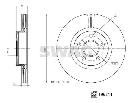 SWAG FREN DİSKİ ÖN CONNECT 18> DIŞ ÇAP: 300 MM OEM: KV6C1125DC-2279488-KV6C1125CB - SWAG 33112056 kodlu oto yedek parça görseli