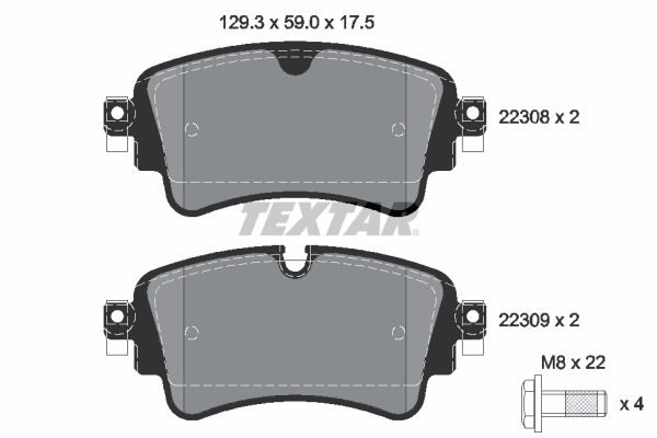TEXTAR ARKA BALATA AUDI A4-A5-A7-Q5-Q7 2014 > OEM: 8W0698451L-8W0698451H - TEXTAR 2230801 kodlu oto yedek parça görseli
