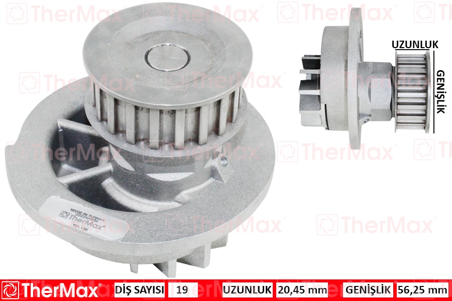 THERMAX DEVİRDAİM CHEVROLET KALOS 1.4 REZZO 1.6 05 DAEWOO KALOS 1.4 02 LANOS 1.4 1.5 97 PA694 96350799-96352648 OEM: 96350799-96352648 - THERMAX T01.130 kodlu oto yedek parça görseli