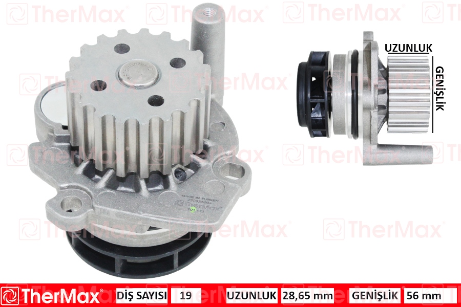 THERMAX DEVİRDAİM CRAFTER-T6-A3-JETTA-CADDY-POLO-PASSAT 1.2-1.6-2.0TDI CAYB/C/D-CAAB/C-CKUB-CFFB-CAGA T 03L121011-03L121011J-03L121011P OEM: 03L121011-03L121011J-03L121011P - THERMAX T01.173 kodlu oto yedek parça görseli