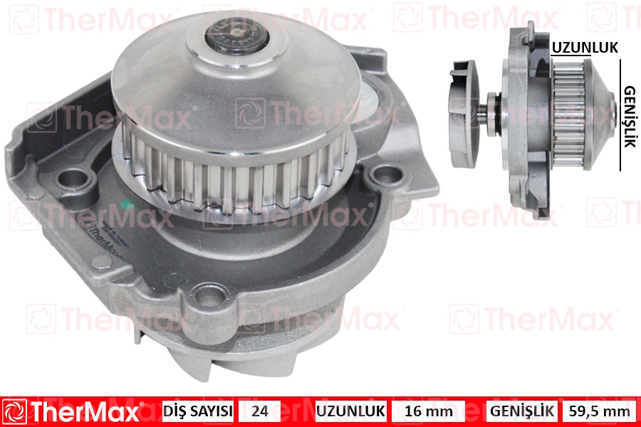 THERMAX SU POMPASI FIAT ALBEA 03 07 DOBLO 01 10 PALIO 96 05 PANDA 03 PUNTO 99 09 SIENA 97 02 LANCIA Y YPSILON 96 6 1.1 1.2 1.4 16V OEM: 46526243-46805736-55184080 - THERMAX T01.181 kodlu oto yedek parça görseli