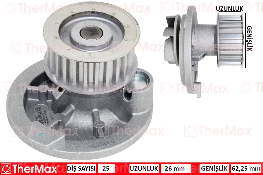 THERMAX x DEVİRDAİM VECTRA B-A-ASTRA G-ASTRA H-OMEGA B-ZAFIRA-CAPTIVA-LACETTI 2.0 X20XEV PA572A T 1334139-95507627-24409355-1334170 OEM: 1334139-95507627-24409355-1334170 - THERMAX T01.198 kodlu oto yedek parça görseli