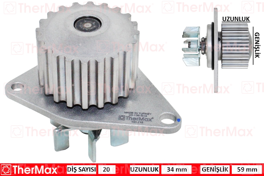 THERMAX DEVİRDAİM P106 I-II-206-PARTNER-BERLINGO-C15-SAXO-XSARA 96 1.4 PA628 T 1207.18-1201.E3-1207.23-9617376980 OEM: 1207.18-1201.E3-1207.23-9617376980 - THERMAX T01.218 kodlu oto yedek parça görseli