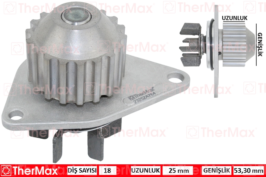 THERMAX DEVIRDAIM SU POMPASI P106-P206-P207-P307-BIPPER-NEMO-PARTNER-BERLINGO-C2-C3-SAXO-XSARA 1.4 TU3JP-TU3A 1.4 8V MQP FIAT FIORINO 1.4 KFT.-KFV 1201.G0-9631169188-1609417080 OEM: 1201.G0-9631169188-1609417080 - THERMAX T01.224 kodlu oto yedek parça görseli