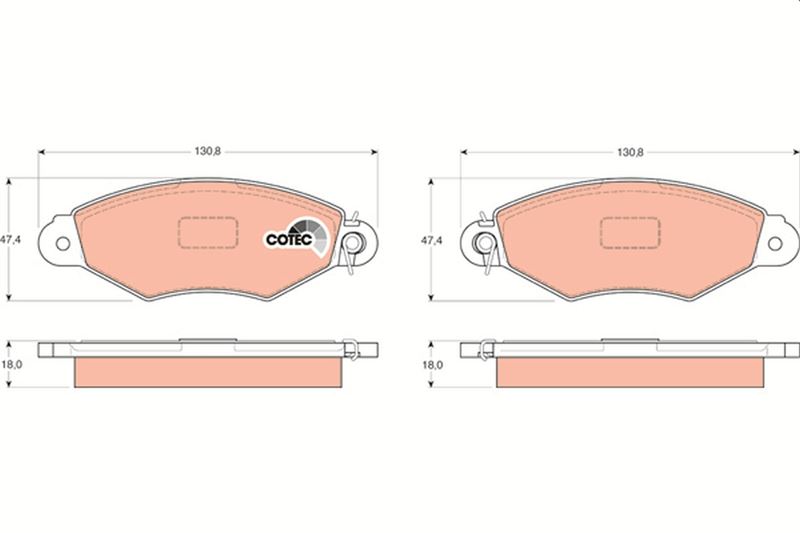 TRW ÖN FREN BALATASI RENAULT KANGOO 97 CLIO SYMBOL I 98 CITRO N XSARA 97 02 PEUGEOT 306 96 01 OEM: 7701208142-7701205513-4252.05 - TRW GDB1321 kodlu oto yedek parça görseli