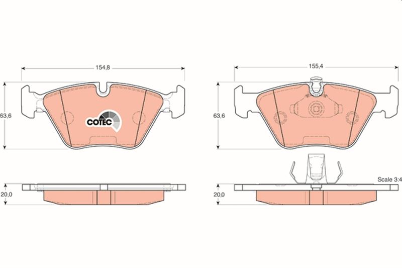 TRW FREN BALATASI ON BMW E39 95 03 OEM: 34116761280 - TRW GDB1404 kodlu oto yedek parça görseli