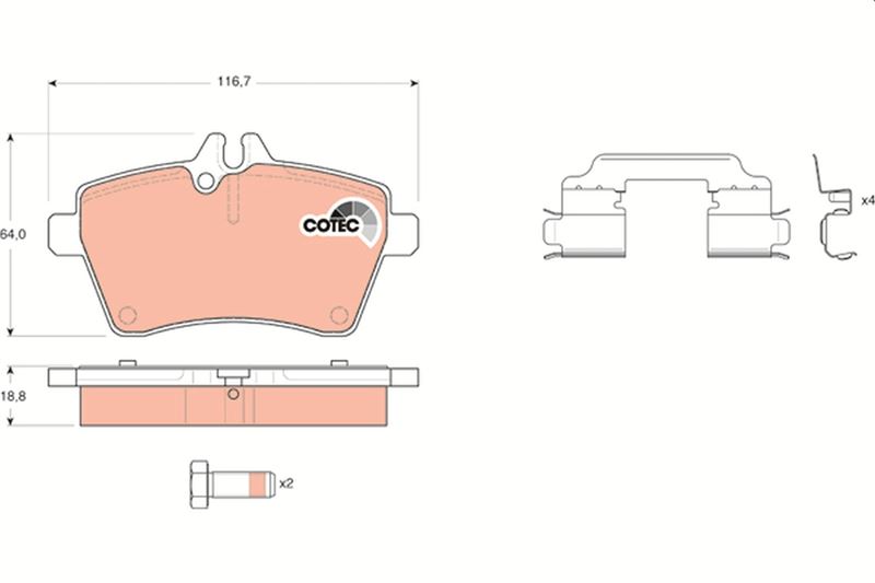TRW FREN BALATASI ON MERCEDES W169 W245 OEM: A1694202020 - TRW GDB1630 kodlu oto yedek parça görseli