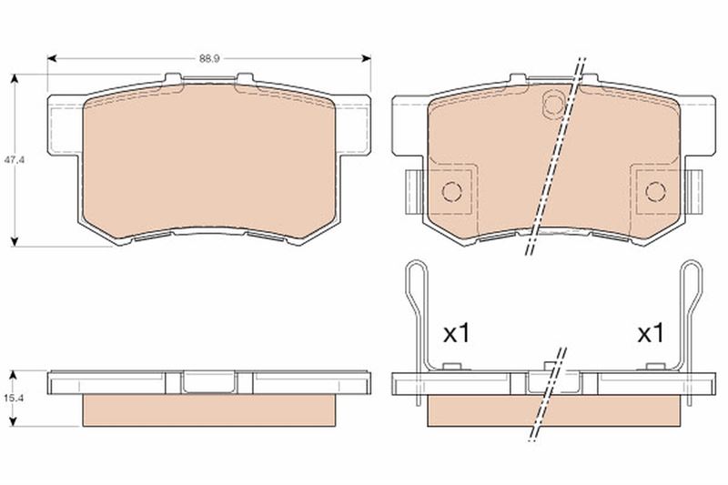 TRW ARKA BALATA CIVIC VII 01-05 - CIVIC VIII 05 ACCORD VII 98-02 - ACCORD VIII 06 OEM: 43022S5AJ00-43022S6DE50-WVA21651 - TRW GDB3175 kodlu oto yedek parça görseli