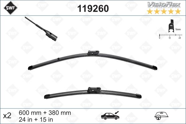 VALEO SİLECEK SÜPÜRGESİ ÖN POLO-TOLEDO-RAPID-A1 2010 600 x 380 mm OEM: 6R1998002-6R1955425A-8X1955425A - VALEO 119260 kodlu oto yedek parça görseli