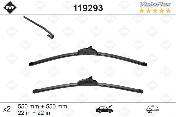 VALEO SİLECEK 55 55 X2 FLATBLADE-MUZ TİPİ LANDROVER DISCOVERY 3 04 RANGEROVER SPORT 05 LR018368-LR018367 OEM: LR018368-LR018367 - VALEO 119293 kodlu oto yedek parça görseli