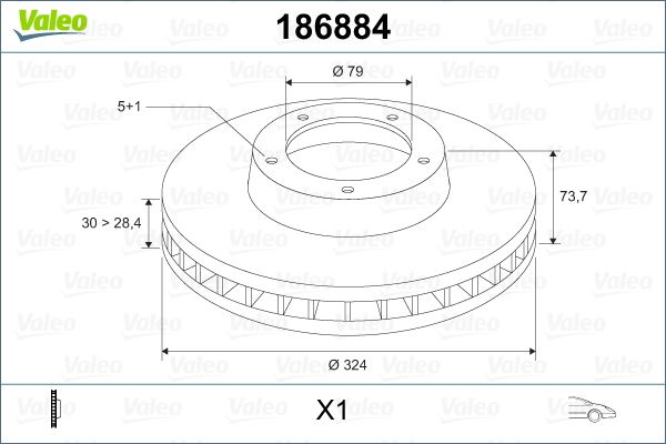 VALEO FREN DISKI ON BMW E39 00 04 OEM: 34116767059 - VALEO 186884 kodlu oto yedek parça görseli
