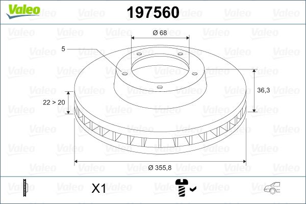 VALEO FREN DİSKİ ARKA X1 AUDI A6 4G2 . A8 4H . A7 Sportback 4GA. 4GF 4H0615601F-4H0615601L OEM: 4H0615601F-4H0615601L - VALEO 197560 kodlu oto yedek parça görseli