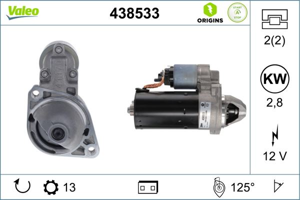 VALEO MARS MOTORU 12V 2.5kW 13 DIS / START-STOP MERCEDES X204 W205 C218 W222 W447 B906 B907 B910 A6519062800 OEM: A6519062800 - VALEO 438533 kodlu oto yedek parça görseli