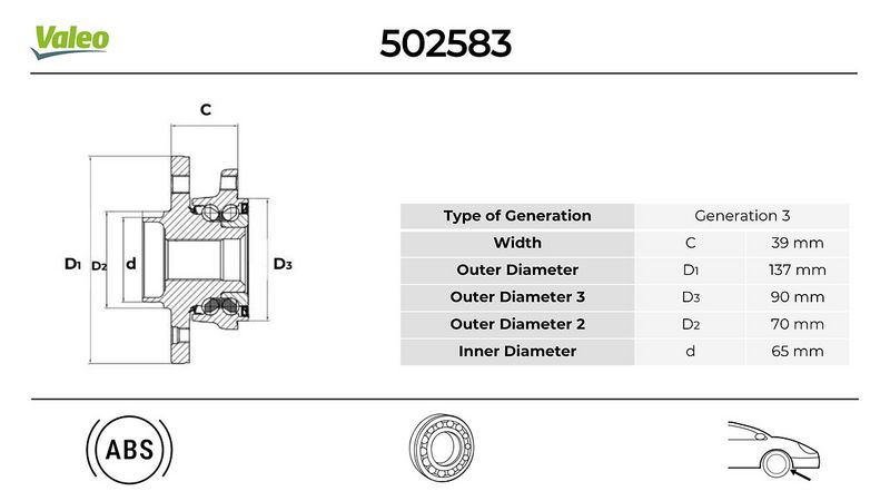 VALEO ÖN TEKER PORYASI ASTRA H-ZAFIRA B 04 1.7 CDTI 1.9 CDTI 16V 2.0 TURBO 5 DELİK ABS Lİ OEM: 1603841-93188477-13231678 - VALEO 502583 kodlu oto yedek parça görseli