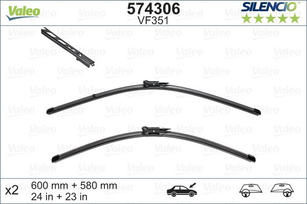 VALEO SILECEK SUPURGESI 600/580mm SWF BMW E60 61617049186-61617049187 OEM: 61617049186-61617049187 - VALEO 574306 kodlu oto yedek parça görseli