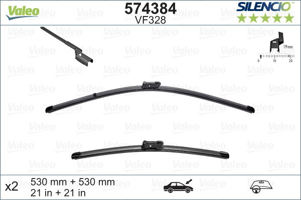 VALEO Valeo Silencio X-TRM Flat Blade VM328 X2 530 530 mm SKODA FABIA 2 OEM: 5J1998001-5J2998001 - VALEO 574384 kodlu oto yedek parça görseli
