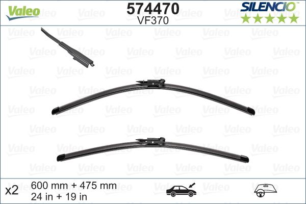 VALEO SILECEK SUPURGESI TAKIMI 600mm / 475mm MERCEDES W176 C117 X156 . AUDI A3 . RENAULT KOLEOS . BMW E90 E92 E93 F30 G22 G23 E84 A1768202800-8P1955425F-288900838R OEM: A1768202800-8P1955425F-288900838R - VALEO 574470 kodlu oto yedek parça görseli