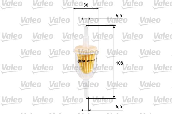VALEO ŞEFFAF BENZİN ARA FİLTRE KÜÇÜK TİP ÜNİVERSAL 7700544588-82425649-251201511D OEM: 7700544588-82425649-251201511D - VALEO 587000 kodlu oto yedek parça görseli