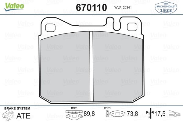 VALEO FREN BALATASI ON MERCEDES W123 C123 W126 C126 R107 A0014209920 OEM: A0014209920 - VALEO 670110 kodlu oto yedek parça görseli