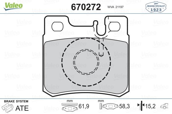 VALEO FREN BALATASI ARKA MERCEDES W201 W202 W210 W124 R170 A0054201720 OEM: A0054201720 - VALEO 670272 kodlu oto yedek parça görseli