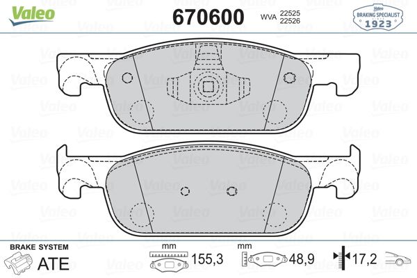 VALEO ÖN FREN BALATASI RENAULT CLIO IV 12 SYMBOL III 13 DACIA SANDERO II 13 LOGAN MCV II 14 LOGAN II 13 0.9TCe 1.0SCe 1.2 1.2TCe 1.5dCi 1.6 410605536R-410604682R OEM: 410605536R-410604682R - VALEO 670600 kodlu oto yedek parça görseli
