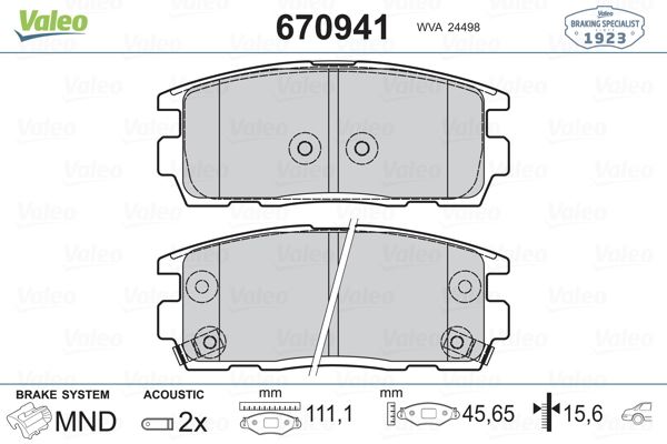 VALEO ARKA BALATA ANTARA 2.4-3.2 V6-2.0 CDTI 5.06 10 CAPTİVA 2.0D 2.2D 2.4 3.0 3.2 06.06 11 OEM: 95599731-96626076-1605123-WVA24498 - VALEO 670941 kodlu oto yedek parça görseli