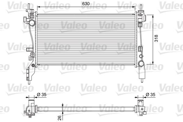 VALEO RADYATÖR PEUGEOT BIPPER-CITROEN NEMO-FIAT FIORINO 1.3-1.4 HDI 08 1330.V0-1330.T9-51790709-1330.Y4 OEM: 1330.V0-1330.T9-51790709-1330.Y4 - VALEO 701718 kodlu oto yedek parça görseli