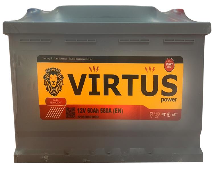 VIRTUS AKÜ 12 V 60 Ah. START STOP EFB-L2 KUTU 275x175x190  - VIRTUS V516D20D00 kodlu oto yedek parça görseli