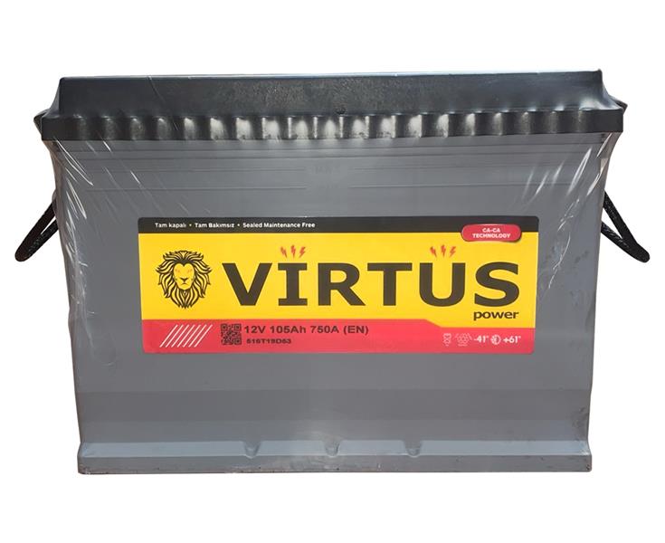 VIRTUS AKÜ 12 V 105 Ah. BAKIMLI H4 KUTU MF İND.SİZ 344x174x223 - VIRTUS V516T19D53 kodlu oto yedek parça görseli