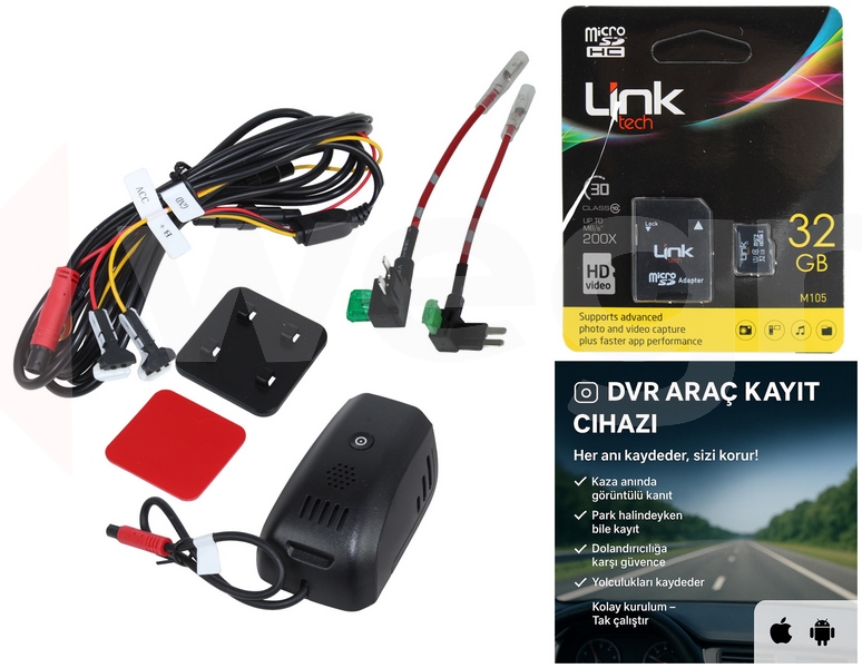 WEGNA ARAÇ DVR KAYIT CİHAZI TÜRKÇE MENÜ ANDROID VE APPLE UYUMLU HD KALITELI OEM: AKSESUAR - WEGNA AC02-001 kodlu oto yedek parça görseli