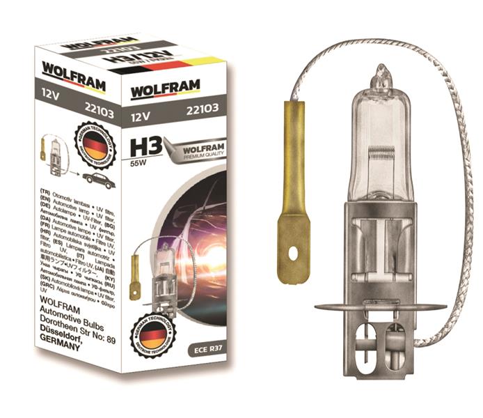 WOLFRAM AMPUL 12V H3 55 PK22s STANDART IŞIK 64151 - WOLFRAM 22103 kodlu oto yedek parça görseli