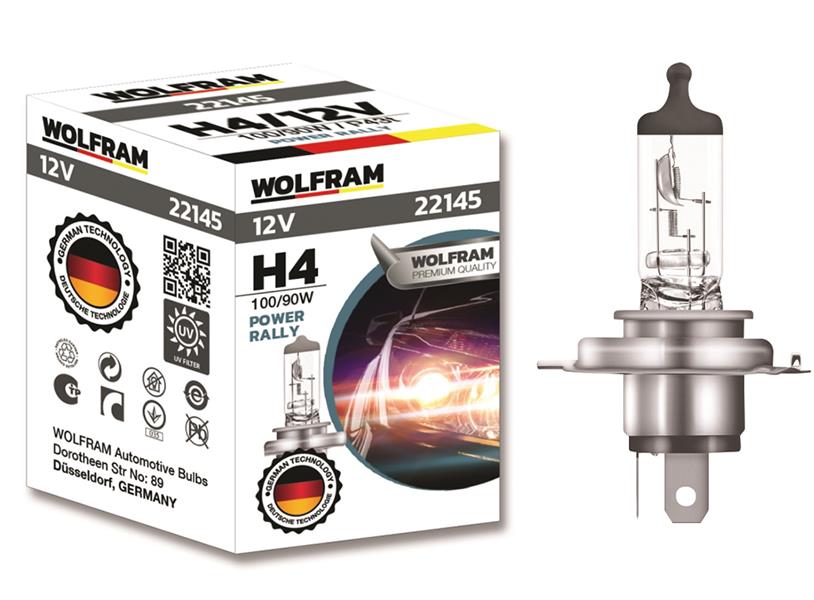 WOLFRAM AMPUL 12V H4 100/90 P43t STANDART IŞIK TIRNAKLI P43t 62204  - WOLFRAM 22145 kodlu oto yedek parça görseli
