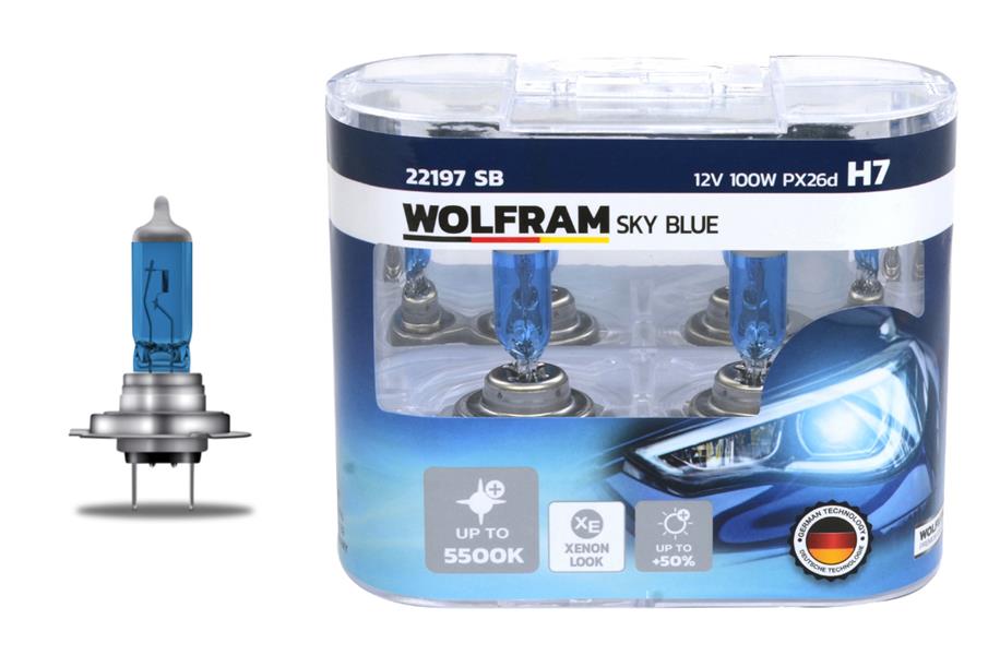 WOLFRAM AMPUL 12V H7 100 PX26d SKY BLUE BEYAZ IŞIK - WOLFRAM 22197 SB kodlu oto yedek parça görseli